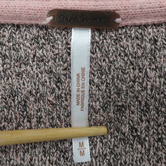 Free People Sweater Womens Medium Rose Gold Knit Wrap Cropped Metallic Shimmer - Picture 3 of 11